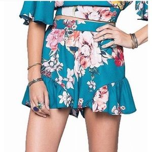 Band of Gypsies Teal Floral Shorts